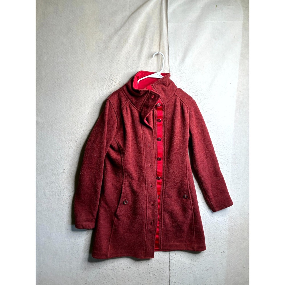 Kuhl Savina Coat Women Small Red Alfpaca Fleece Pockets Button Front Winter Wear